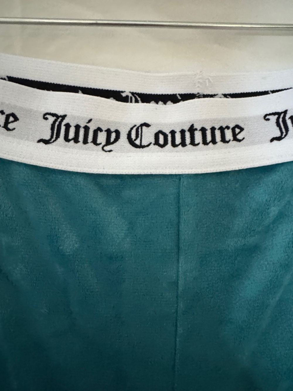 Juicy Couture 90’s Y2K Teal Velour Joggers with Logo Waistband - Picture 4 of 5